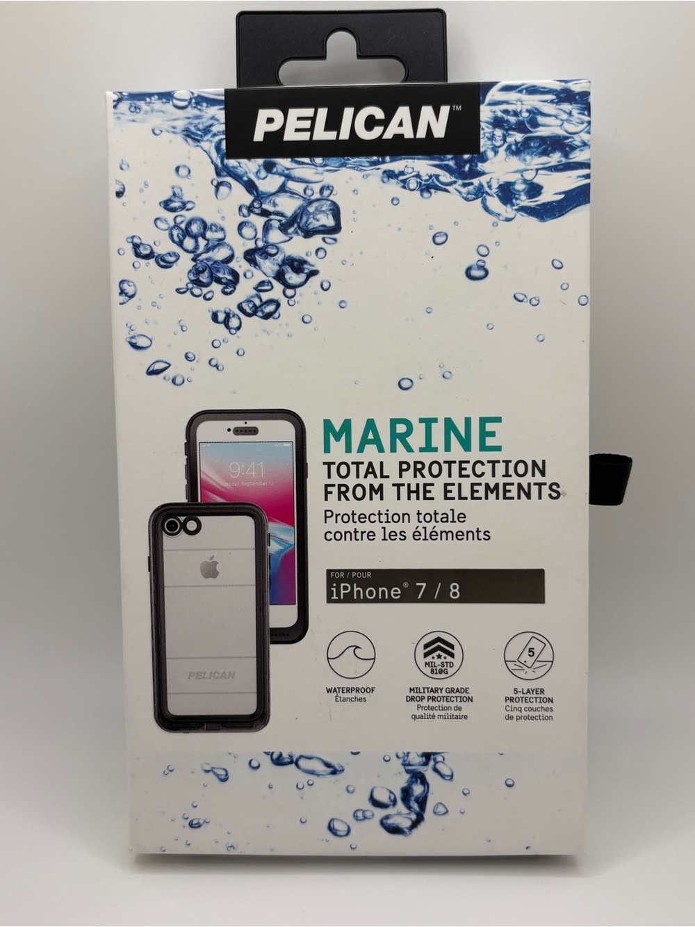 Pelican Marine Waterproof Case For iPhone 7 iPhone 8 Clear Black Never Used